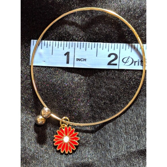 Vintage Daisy Charm Wire Bangle Bracelet attributed to Sarah Coventry (unsigned) - Picture 5 of 5